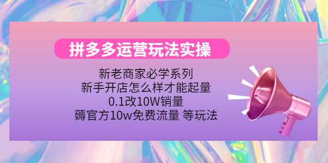 拼多多运营玩法实操，0.1改10W销量，薅官方10w免费流量 等玩法！插图