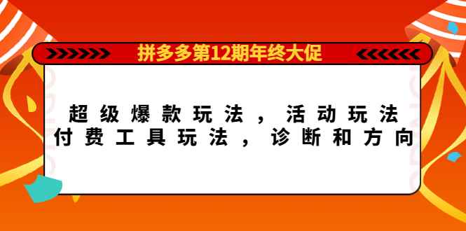 拼多多第12期年终大促：超级爆款玩法，活动玩法，付费工具玩法，诊断和方向【视频教程】插图