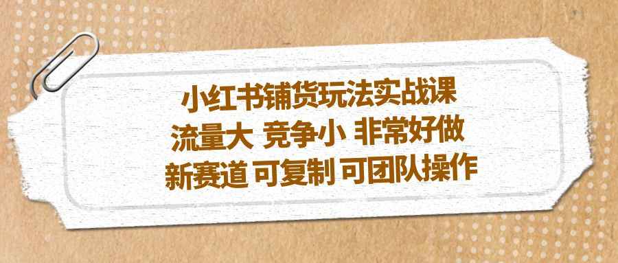 小红书铺货玩法实战课，流量大 竞争小 非常好做 新赛道 可复制 可团队操作插图