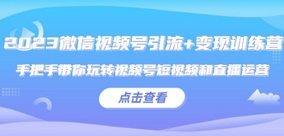 2023微信视频号引流+变现训练营：手把手带你玩转视频号短视频和直播运营!插图