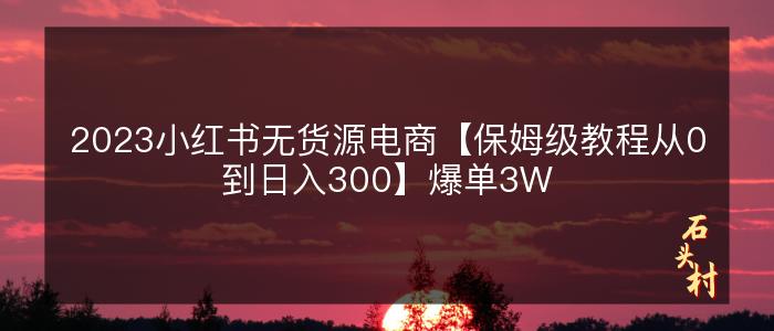 2023小红书无货源电商【保姆级教程从0到日入300】爆单3W