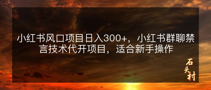 小红书风口项目日入300+，小红书群聊禁言技术代开项目，适合新手操作