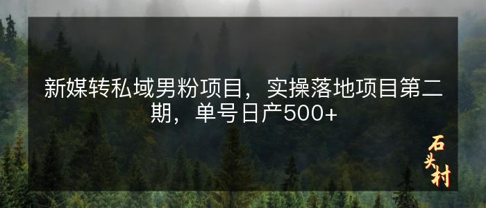 新媒转私域男粉项目，实操落地项目第二期，单号日产500+