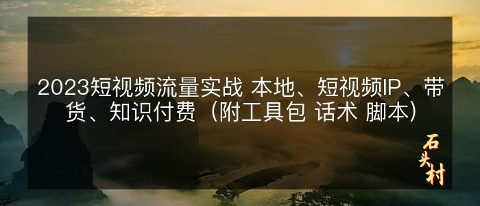 2023短视频流量实战 本地、短视频IP、带货、知识付费（附工具包 话术 脚本)
