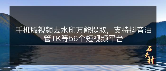 手机版视频去水印万能提取，支持抖音油管TK等56个短视频平台