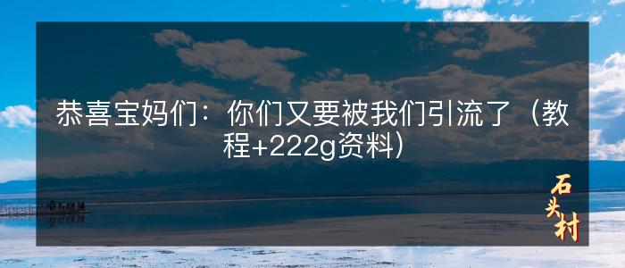 恭喜宝妈们：你们又要被我们引流了（教程+222g资料）