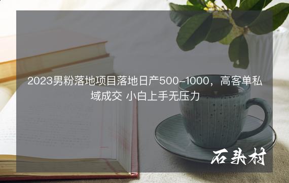 2023男粉落地项目落地日产500-1000，高客单私域成交 小白上手无压力