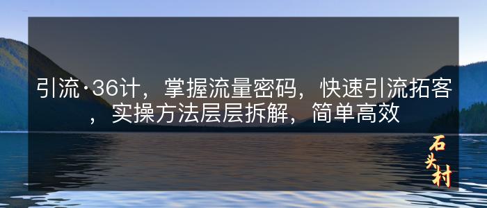 引流·36计，掌握流量密码，快速引流拓客，实操方法层层拆解，简单高效