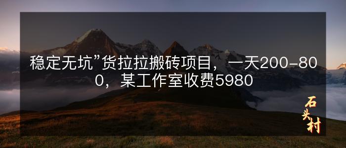 稳定无坑”货拉拉搬砖项目，一天200-800，某工作室收费5980