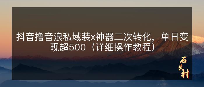 抖音撸音浪私域装x神器二次转化，单日变现超500（详细操作教程）
