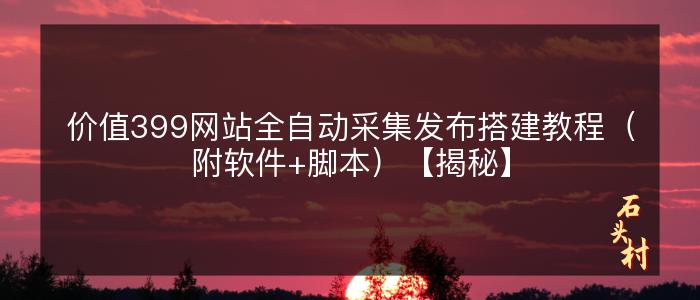 价值399网站全自动采集发布搭建教程（附软件+脚本）【揭秘】