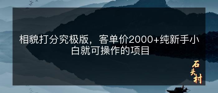 相貌打分究极版，客单价2000+纯新手小白就可操作的项目