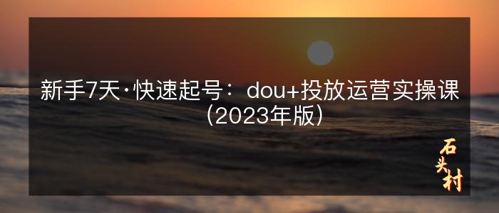 新手7天·快速起号：dou+投放运营实操课（2023年版）