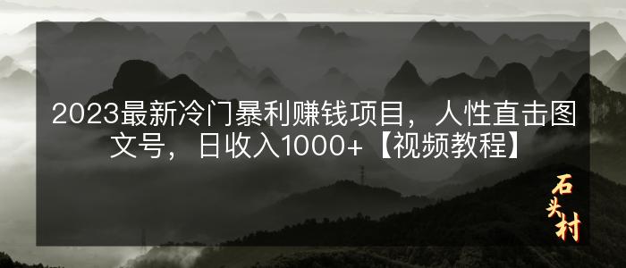 2023最新冷门暴利赚钱项目，人性直击图文号，日收入1000+【视频教程】