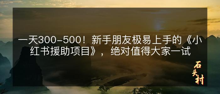 一天300-500！新手朋友极易上手的《小红书援助项目》，绝对值得大家一试