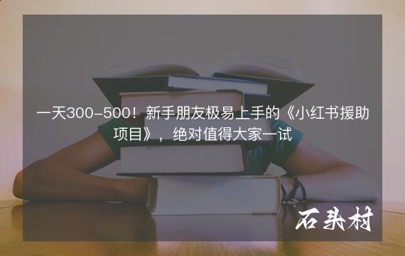 一天300-500！新手朋友极易上手的《小红书援助项目》，绝对值得大家一试