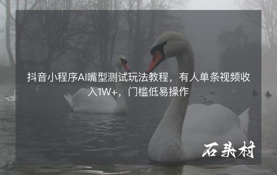 抖音小程序AI嘴型测试玩法教程，有人单条视频收入1W+，门槛低易操作