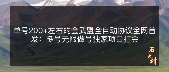 单号200+左右的金武盟全自动协议全网首发：多号无限做号独家项目打金