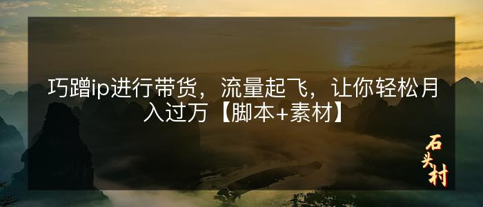 巧蹭ip进行带货，流量起飞，让你轻松月入过万【脚本+素材】