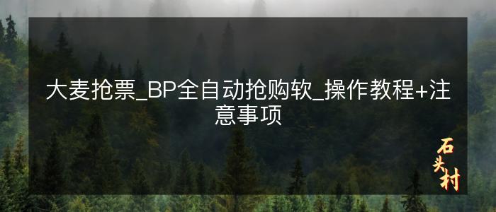 大麦抢票_BP全自动抢购软_操作教程+注意事项