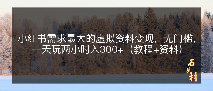 小红书需求最大的虚拟资料变现，无门槛，一天玩两小时入300+（教程+资料）
