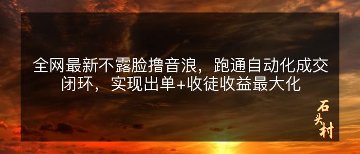 全网最新不露脸撸音浪，跑通自动化成交闭环，实现出单+收徒收益最大化