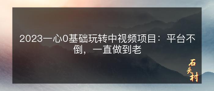 2023一心0基础玩转中视频项目：平台不倒，一直做到老