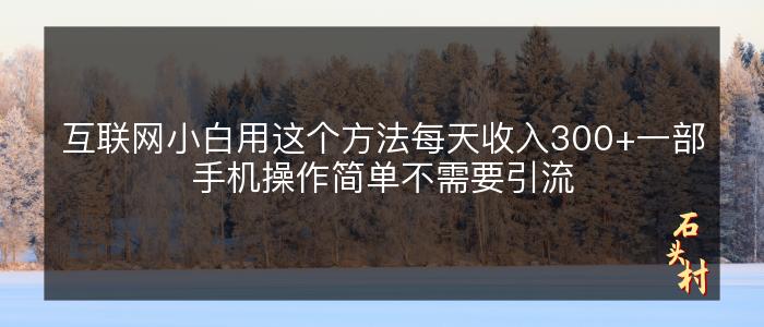 互联网小白用这个方法每天收入300+一部手机操作简单不需要引流