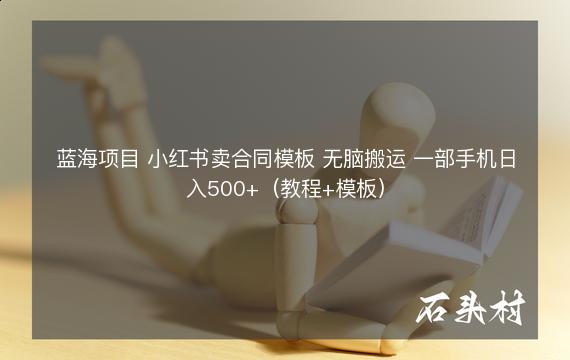 蓝海项目 小红书卖合同模板 无脑搬运 一部手机日入500+（教程+模板）