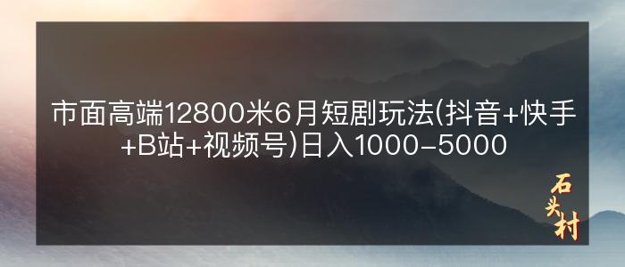 市面高端12800米6月短剧玩法(抖音+快手+B站+视频号)日入1000-5000