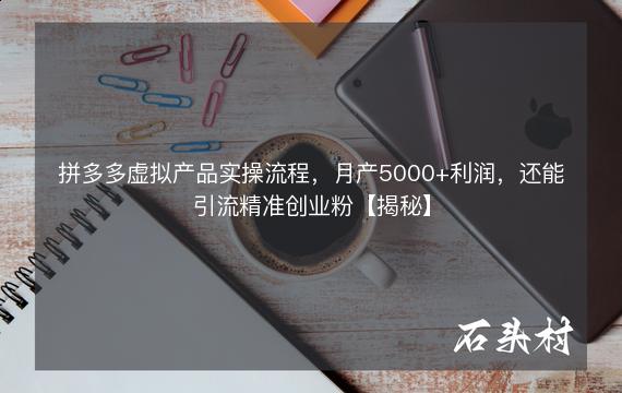 拼多多虚拟产品实操流程，月产5000+利润，还能引流精准创业粉【揭秘】