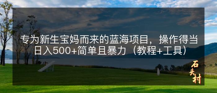 专为新生宝妈而来的蓝海项目，操作得当日入500+简单且暴力（教程+工具）