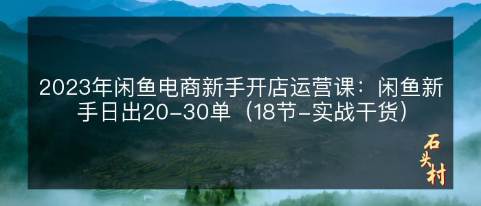 2023年闲鱼电商新手开店运营课：闲鱼新手日出20-30单（18节-实战干货）