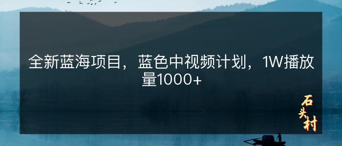 全新蓝海项目，蓝色中视频计划，1W播放量1000+