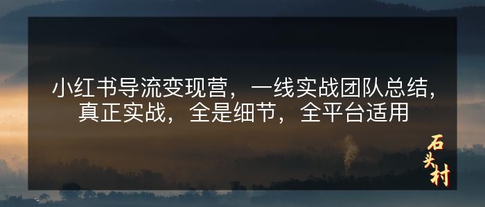 小红书导流变现营，一线实战团队总结，真正实战，全是细节，全平台适用