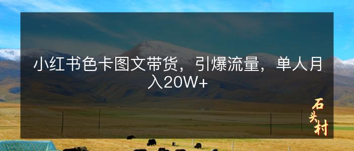 小红书色卡图文带货，引爆流量，单人月入20W+