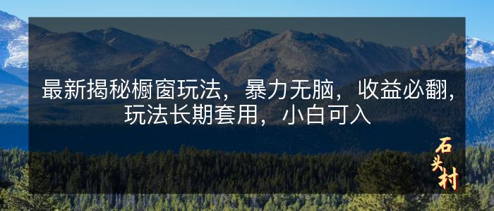 最新揭秘橱窗玩法，暴力无脑，收益必翻，玩法长期套用，小白可入
