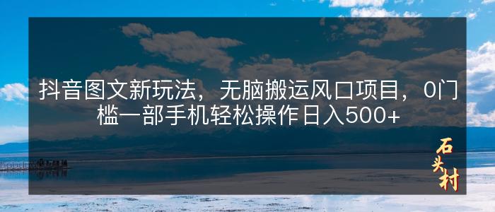 抖音图文新玩法，无脑搬运风口项目，0门槛一部手机轻松操作日入500+