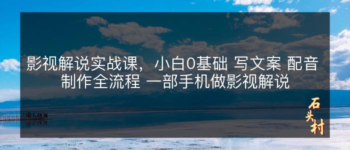 影视解说实战课，小白0基础 写文案 配音 制作全流程 一部手机做影视解说