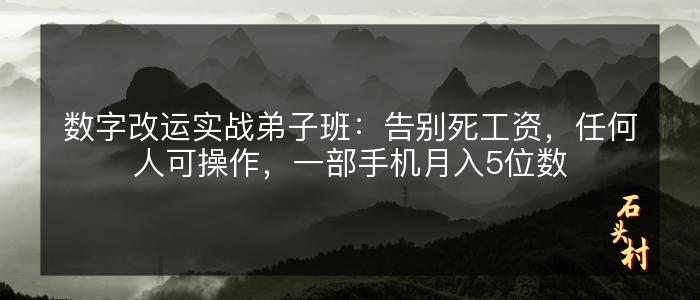 数字改运实战弟子班：告别死工资，任何人可操作，一部手机月入5位数