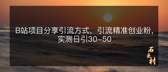 B站项目分享引流方式，引流精准创业粉，实测日引30-50