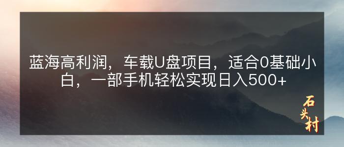 蓝海高利润，车载U盘项目，适合0基础小白，一部手机轻松实现日入500+