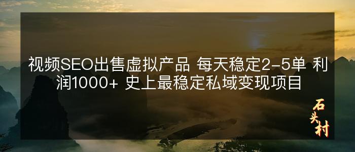 视频SEO出售虚拟产品 每天稳定2-5单 利润1000+ 史上最稳定私域变现项目