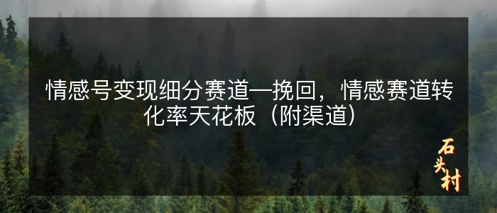 情感号变现细分赛道—挽回，情感赛道转化率天花板（附渠道）