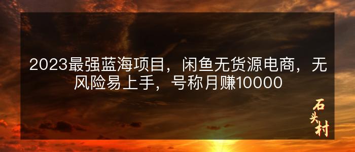 2023最强蓝海项目，闲鱼无货源电商，无风险易上手，号称月赚10000