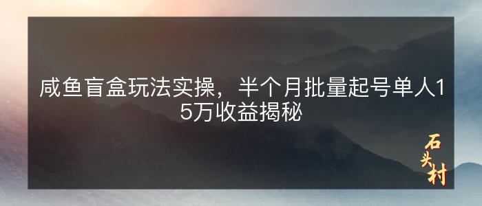 咸鱼盲盒玩法实操，半个月批量起号单人15万收益揭秘