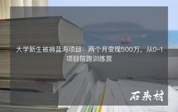 大学新生被褥蓝海项目：两个月变现500万，从0~1项目陪跑训练营