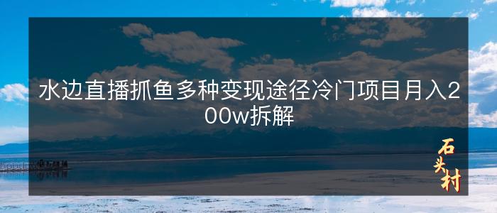 水边直播抓鱼多种变现途径冷门项目月入200w拆解