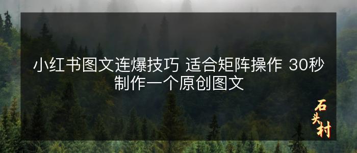 小红书图文连爆技巧 适合矩阵操作 30秒制作一个原创图文