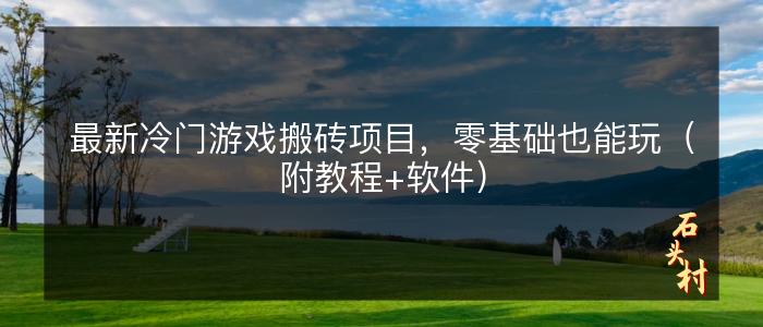 最新冷门游戏搬砖项目，零基础也能玩（附教程+软件）